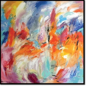 Vibrant Abstract Expressionist Painting - Bold Colorful Canvas Art for Modern Home Decor - Large Contemporary Wall Art for Living Room