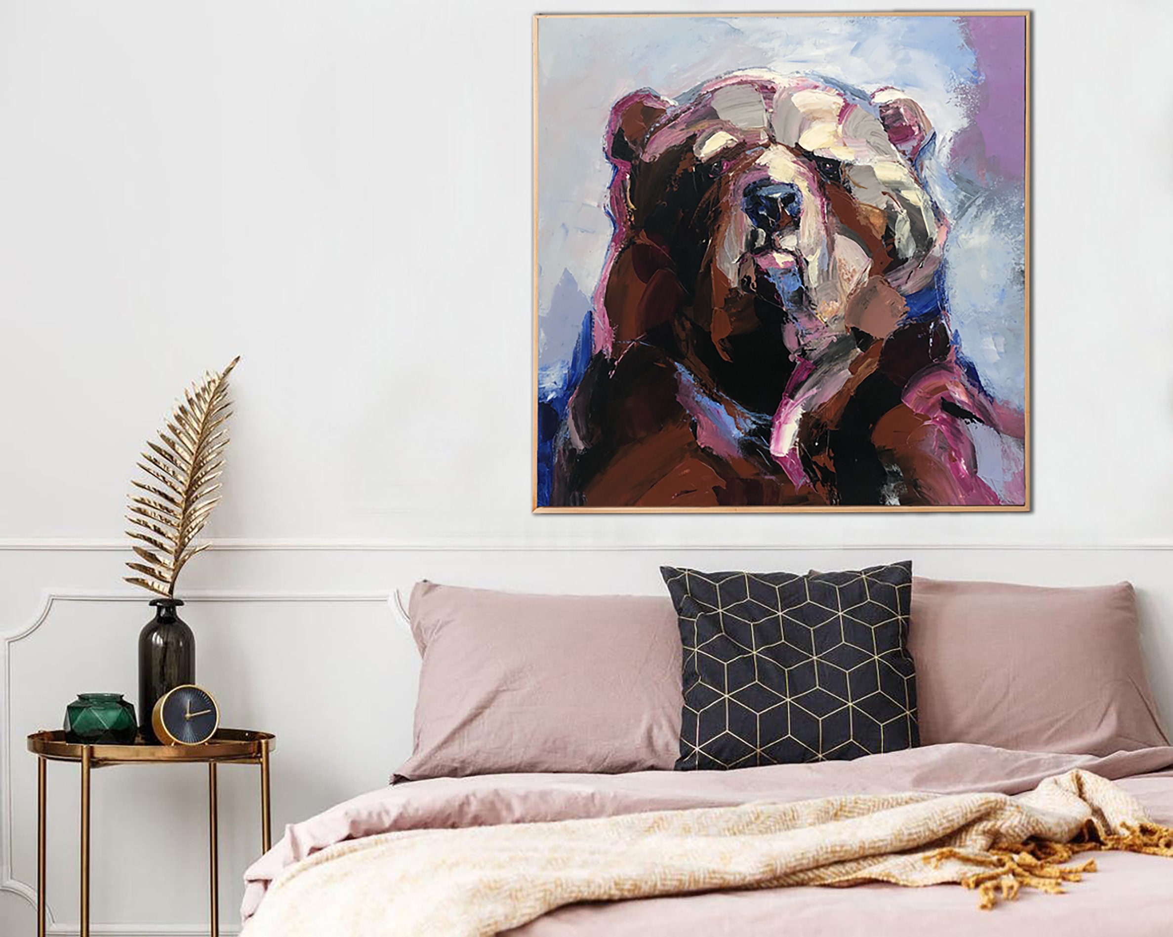 Large Bear Painting Grizzly Bear Oil Painting Wildlife Wall - Etsy