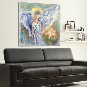 Large Acrylic Angel Paintings On Canvas Creative Home Decor Modern Textured Fine Art Handmade Oil Painting for Indie Room Wall Decor image 2