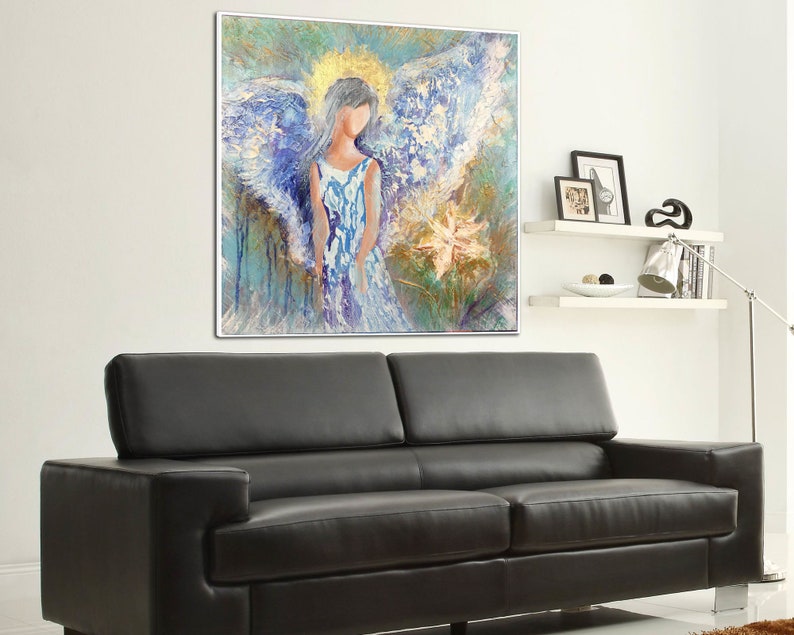 Large Acrylic Angel Paintings On Canvas Creative Home Decor Modern Textured Fine Art Handmade Oil Painting for Indie Room Wall Decor image 2