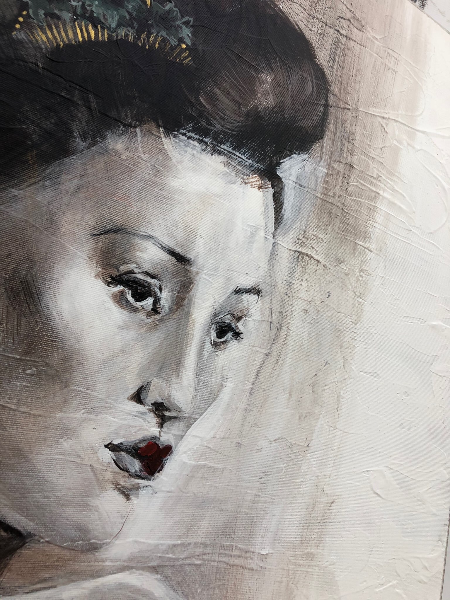 Abstract Geisha Painting Asian Wall Art Japanese Woman Etsy