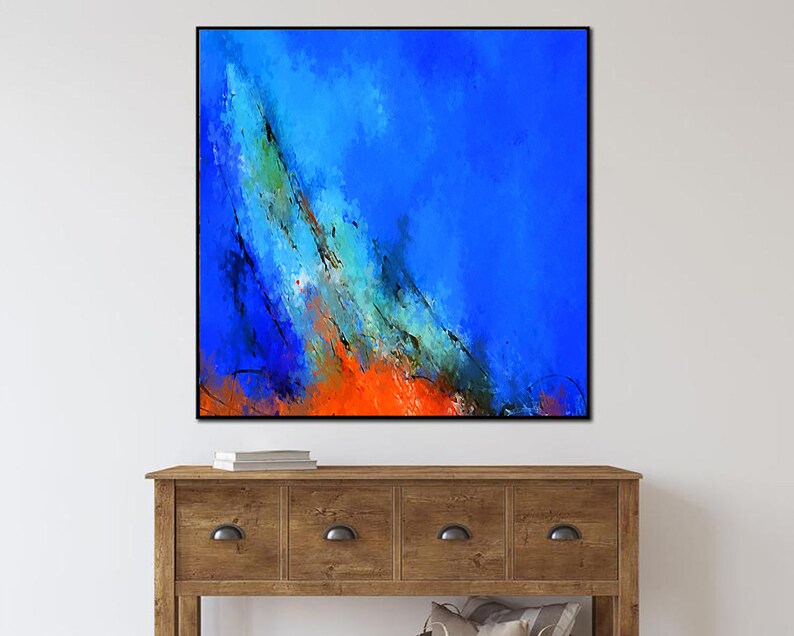 Blue Canvas Wall Art Abstract Fine Art Paintings on Canvas Etsy