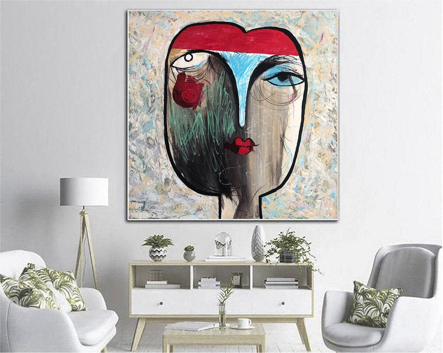 Large Canvas Wall Art Woman Painting Canvas Abstract Painting Etsy