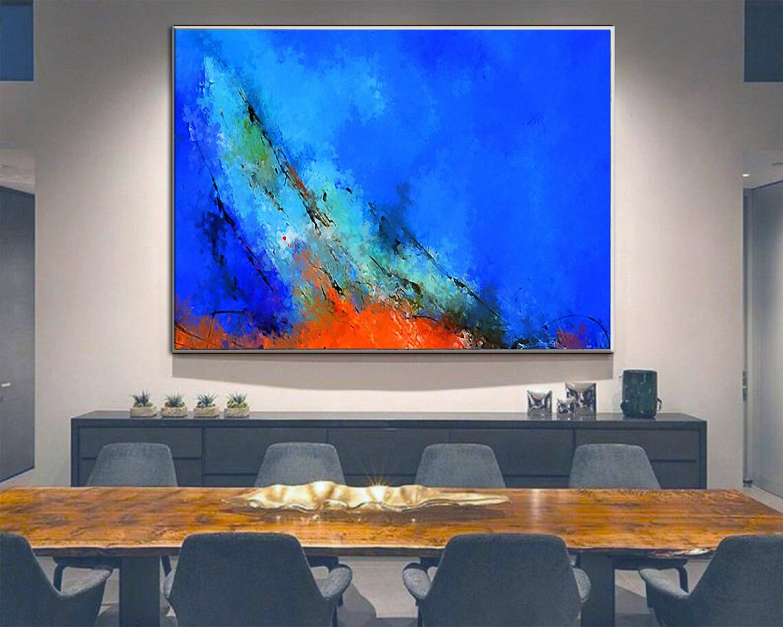 Abstract Paintings on Canvas Large Blue Canvas Wall Art Etsy