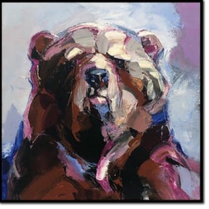 Large Bear Painting Grizzly Bear Oil Painting Wildlife Wall Art Acrylic Painting Brown Textured Paintings Original Living Room Wall Decor