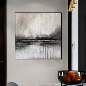 Large Abstract Wall Art in Neutral Tones, Modern Textured Canvas ...