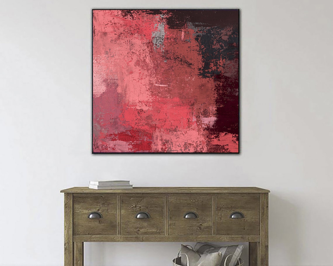 Oil Painting Original Large Red Wall Art Abstract Red Painting Etsy