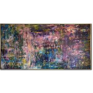 Abstract kleurrijk olieverfschilderij origineel breed getextureerd kunstwerk moderne muurkunst decor voor woonkamer KLEURENSAMENSTELLING