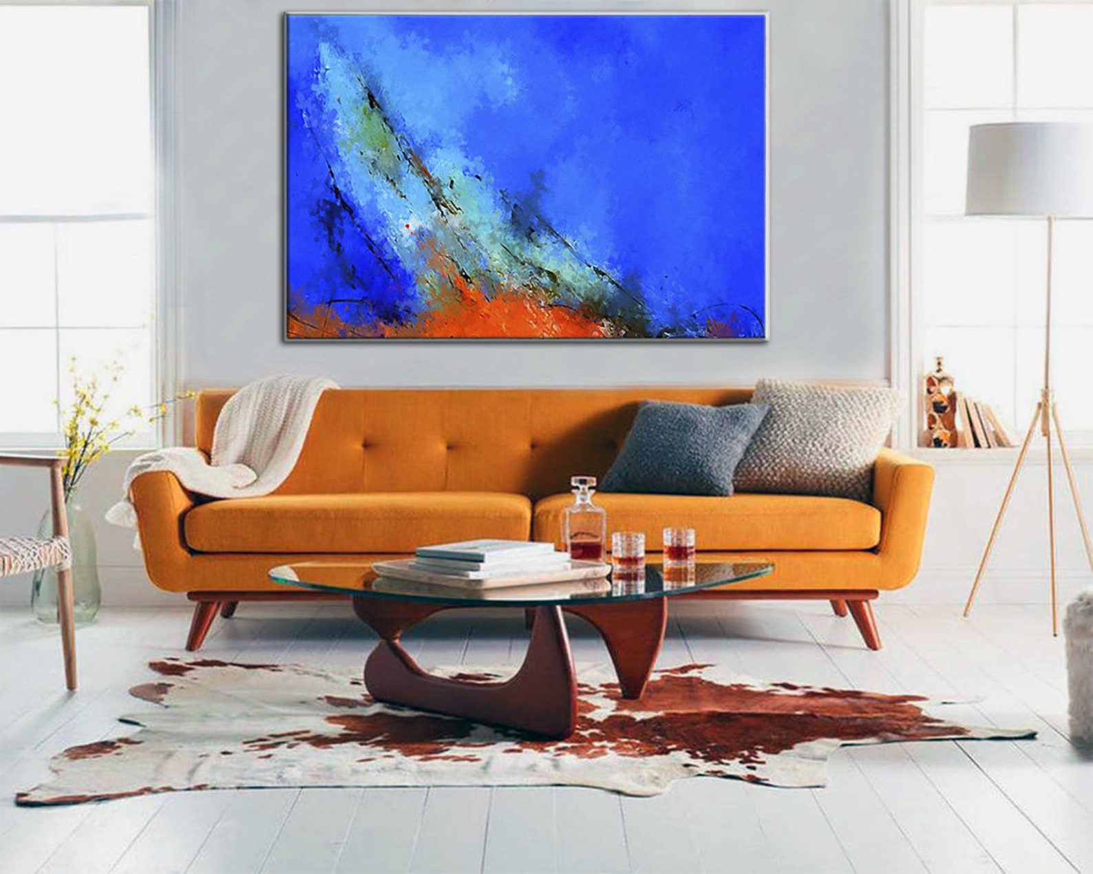 Abstract Paintings on Canvas Large Blue Canvas Wall Art Etsy