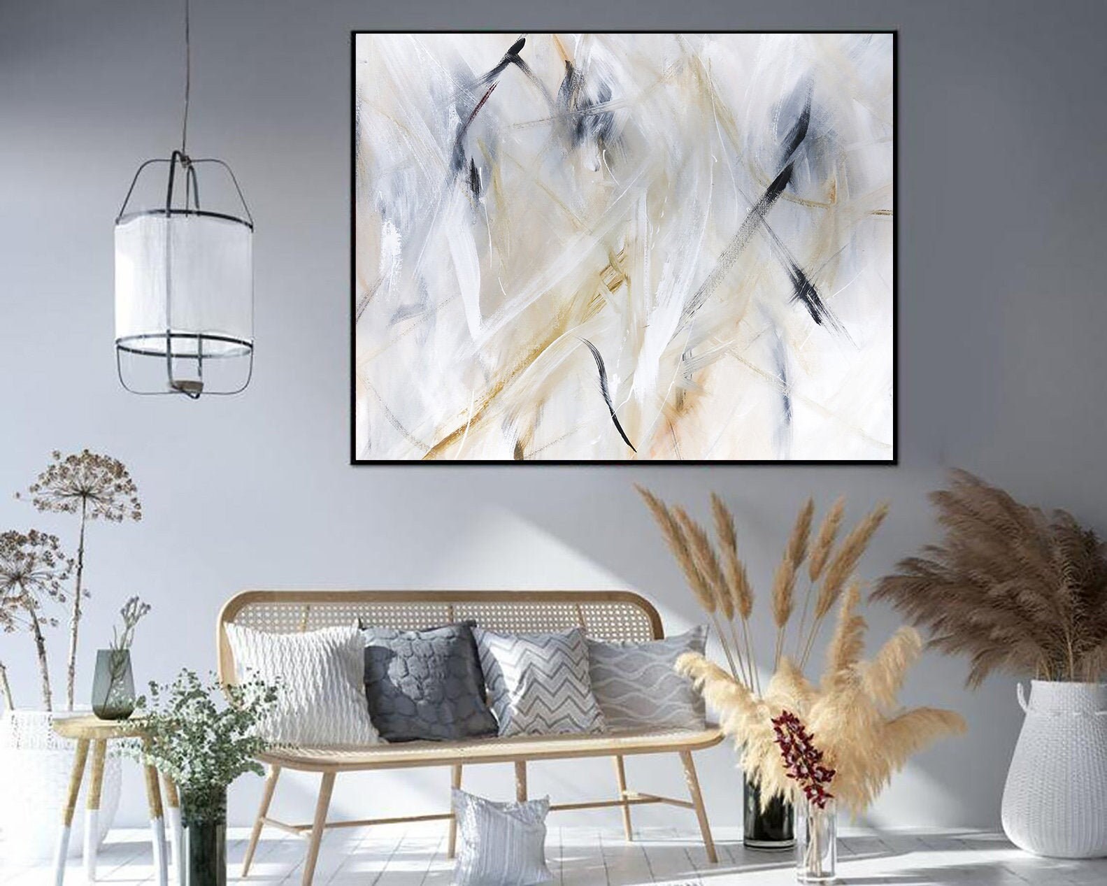 Abstract Beige Painting Beige Wall Art on Canvas Contemporary Etsy