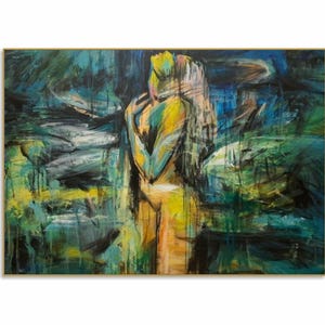 Abstract Female Oil Painting Colorful Naked Woman Wall Art Textured Artwork for Bedroom Decor FOREST NYMPH