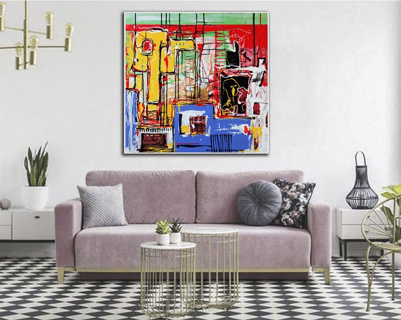 Extra Large Colorful Wall Art Abstract Modern Painting Etsy