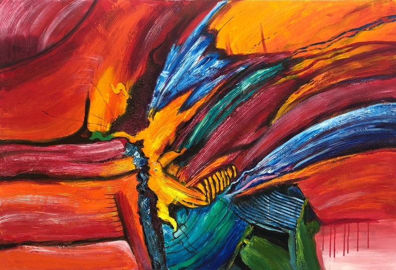 Abstract Red Painting Abstract Painting on Canvas Original Red Etsy