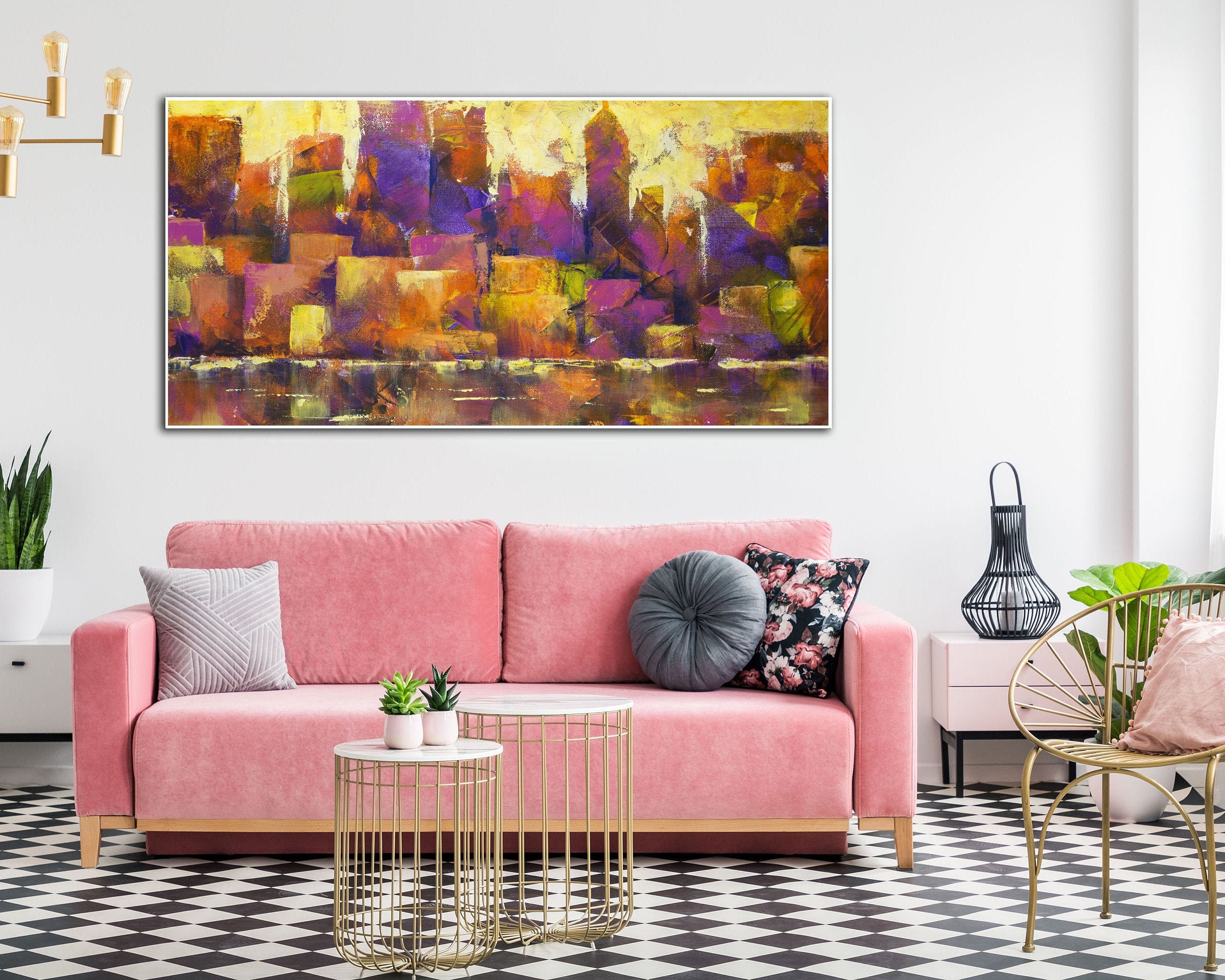 Large Original Oil Paintings Wall Art On Canvas Cityscape Etsy