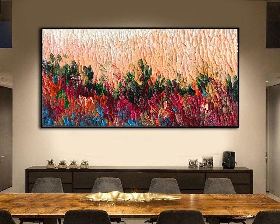 Impasto Flower Oil Painting on Canvas: Abstract Floral Landscape Art - Etsy