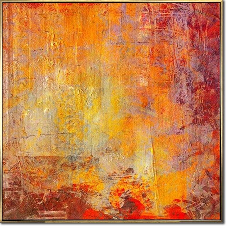 Large Orange Abstract Oil Painting on Canvas: Modern Wall Art - Etsy
