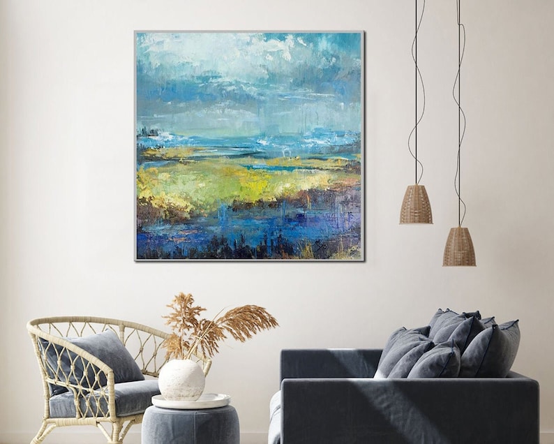 Large Abstract Landscape Canvas Painting: Original Textured Wall Art - Etsy