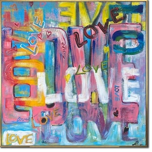 Colorful Graffiti LOVE Painting - Bold Pop Art Street Art Style Graffiti Art Wall Decor for Positive Vibes