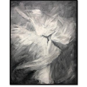 Romantic Painting Black and White Kissing Painting Textured Art Couple Painting Monochrome Wall Art Figurative Abstract Art Anniversary Gift