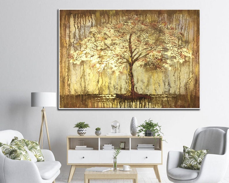 Extra Large Wall Art Framed Tree Painting Abstract Painting Etsy