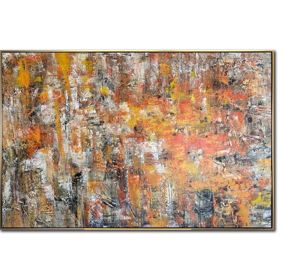 Original Orange Acrylic Paintings on Canvas Colorful Custom Hand ...