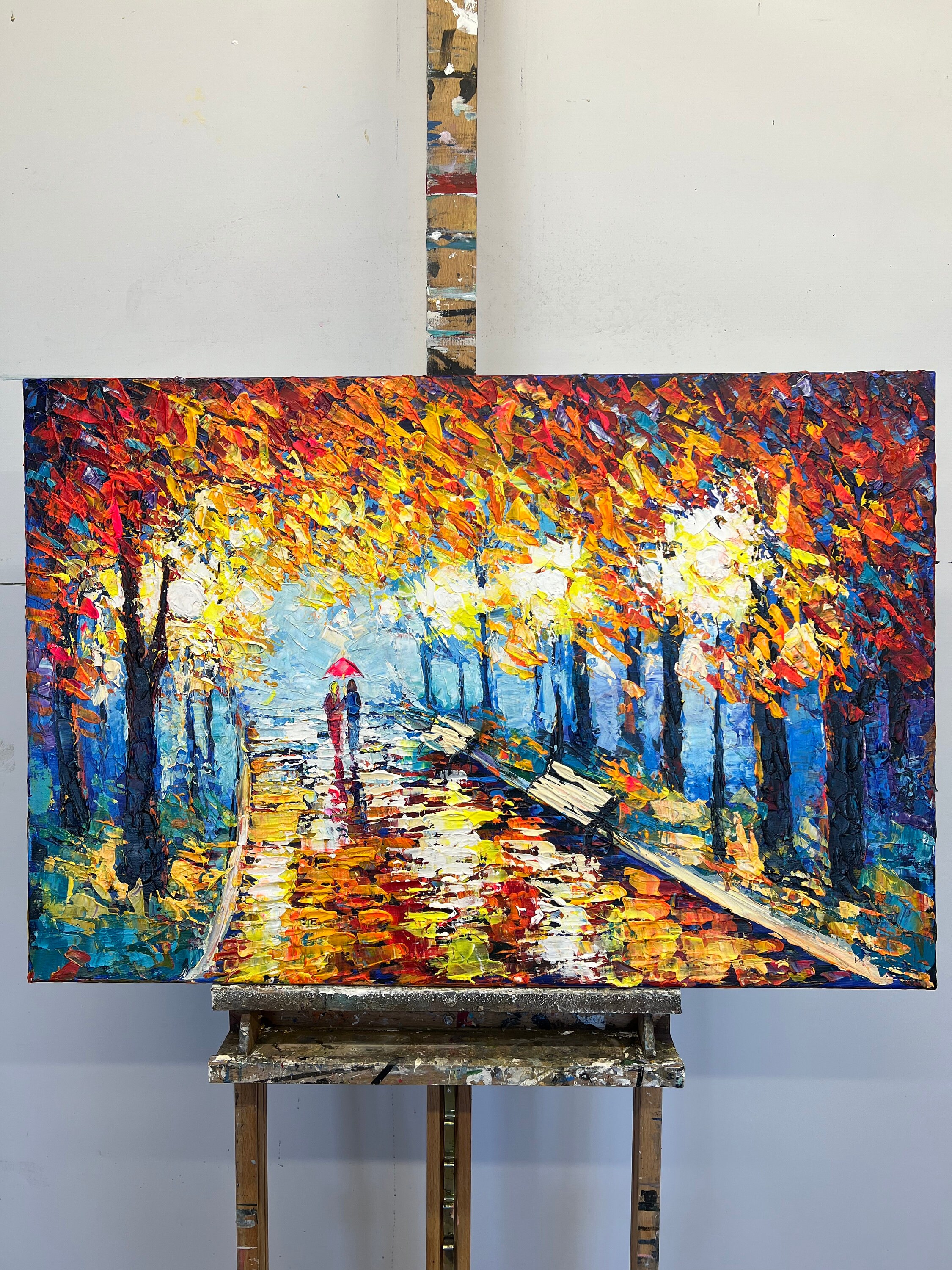 オリジナルの秋の風景油絵（キャンバス、24x36インチ） - Etsy 日本