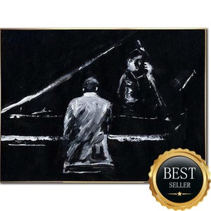 Jazz Music Painting – Black & White Piano Wall Art