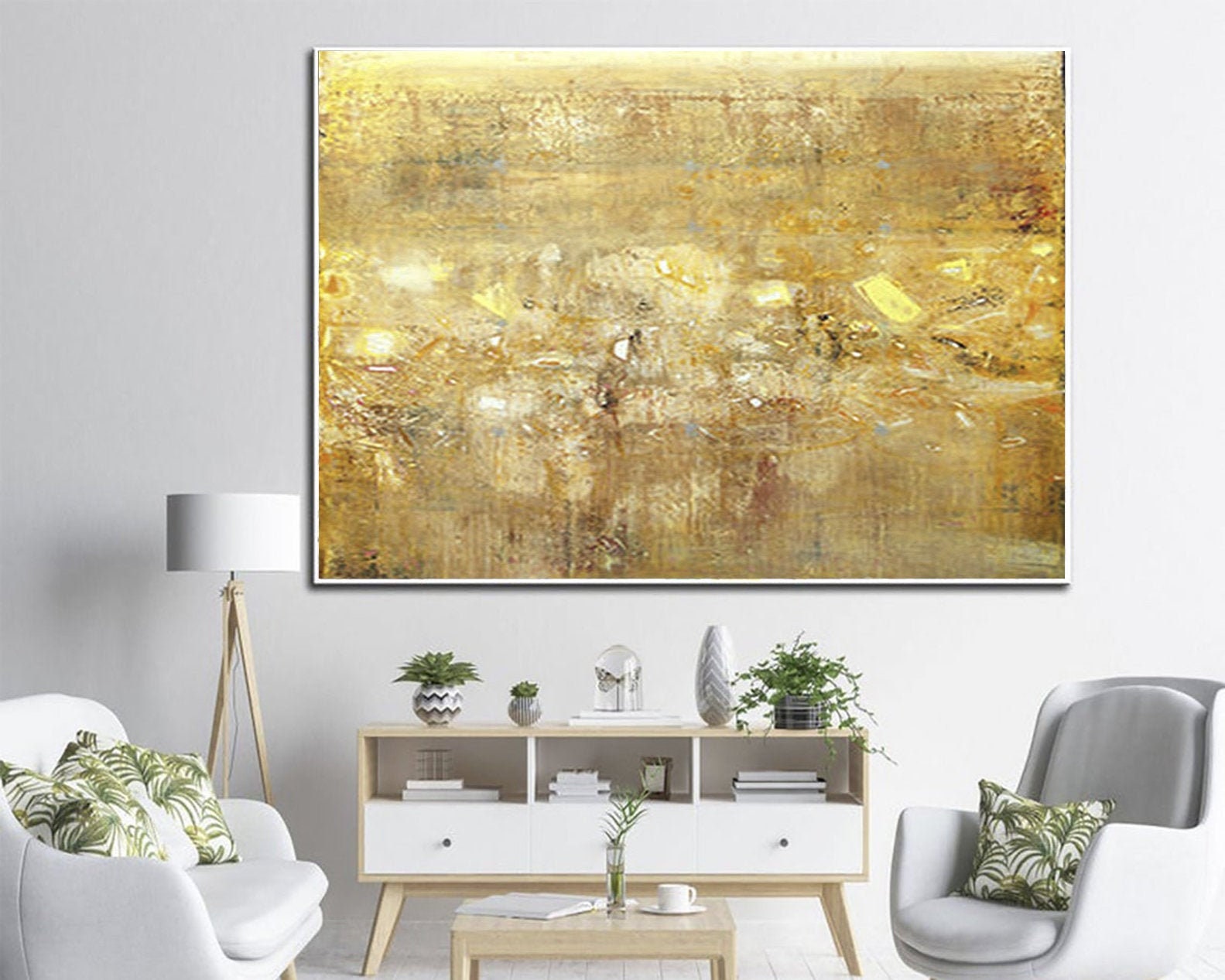 Abstract Gold Painting on Canvas 40x60 Original Gold Etsy