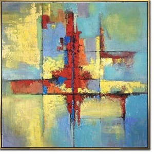 Colorful Abstract Painting Modern Wall Art Oversized Wall Art Framed Art Contemporary Art Textured Wall Art Original Artwork Living Room Art