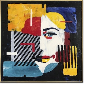 Colorful Portrait Painting Abstract Face Painting on Canvas Modern Decor Unique Pop Art Wall Art for Living Room Large Wall Art Gift for Her