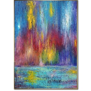 Large Abstract Art Colorful Painting Textured Art Modern Art Oil Painting Wall Art Framed Housewarming Gift Bedroom Decor Office Decor