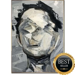 Abstract Face Painting – Textured Black & White Portrait Art