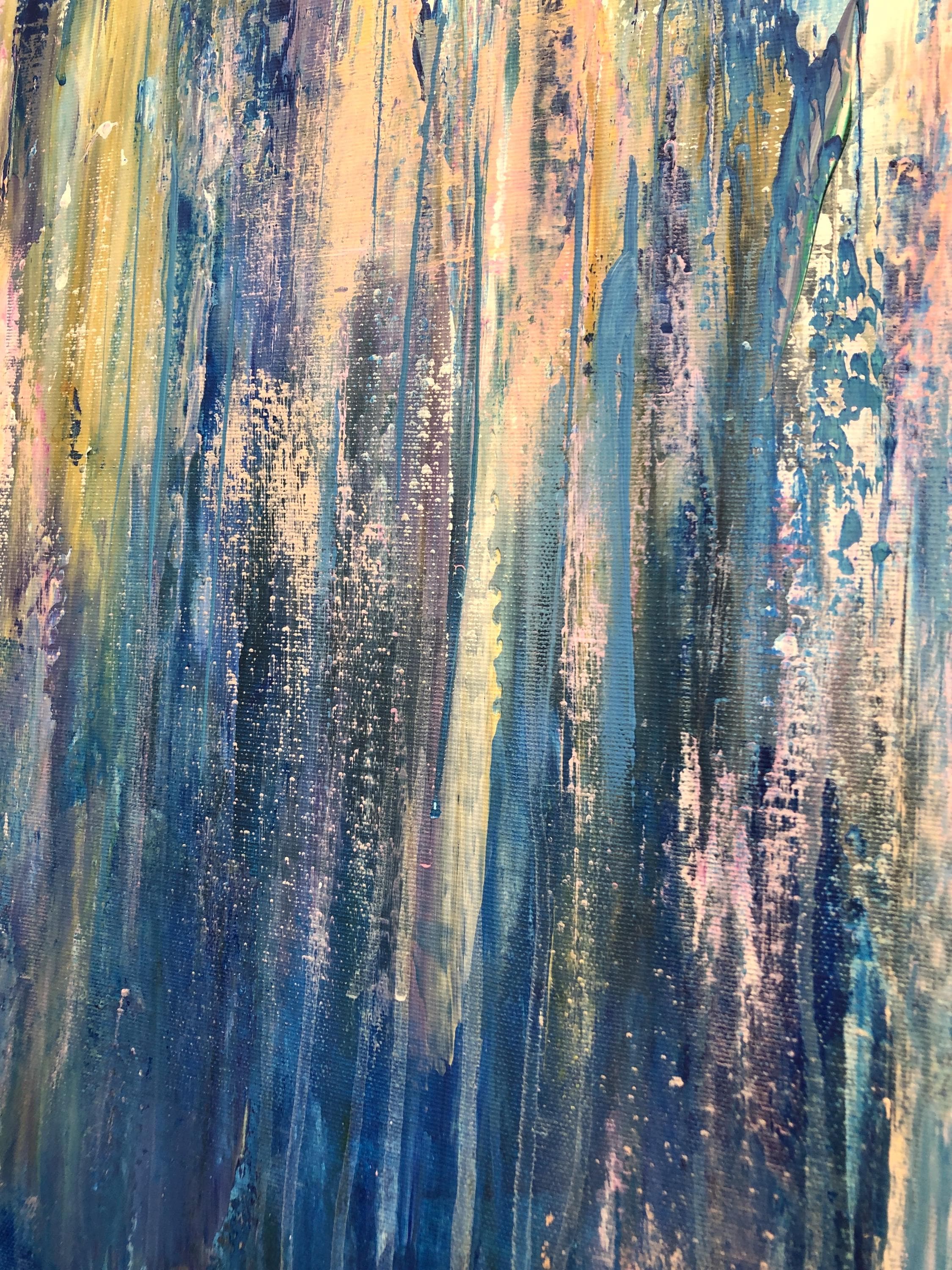 青とピンクの抽象的なキャンバスの壁アート壁装飾 - Etsy 日本