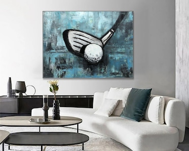 Golf Club Acrylic Painting: Abstract Sport Art for Living Room - Etsy