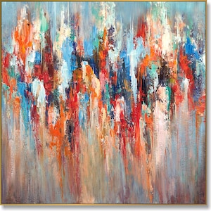 Original Abstract Colorful Expressionist Painting Drip Wall Art