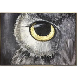 Abstract Owl Oil Painting On Canvas Original Bird Artwork Owl Eye Modern Wall Art Decor for Living Room