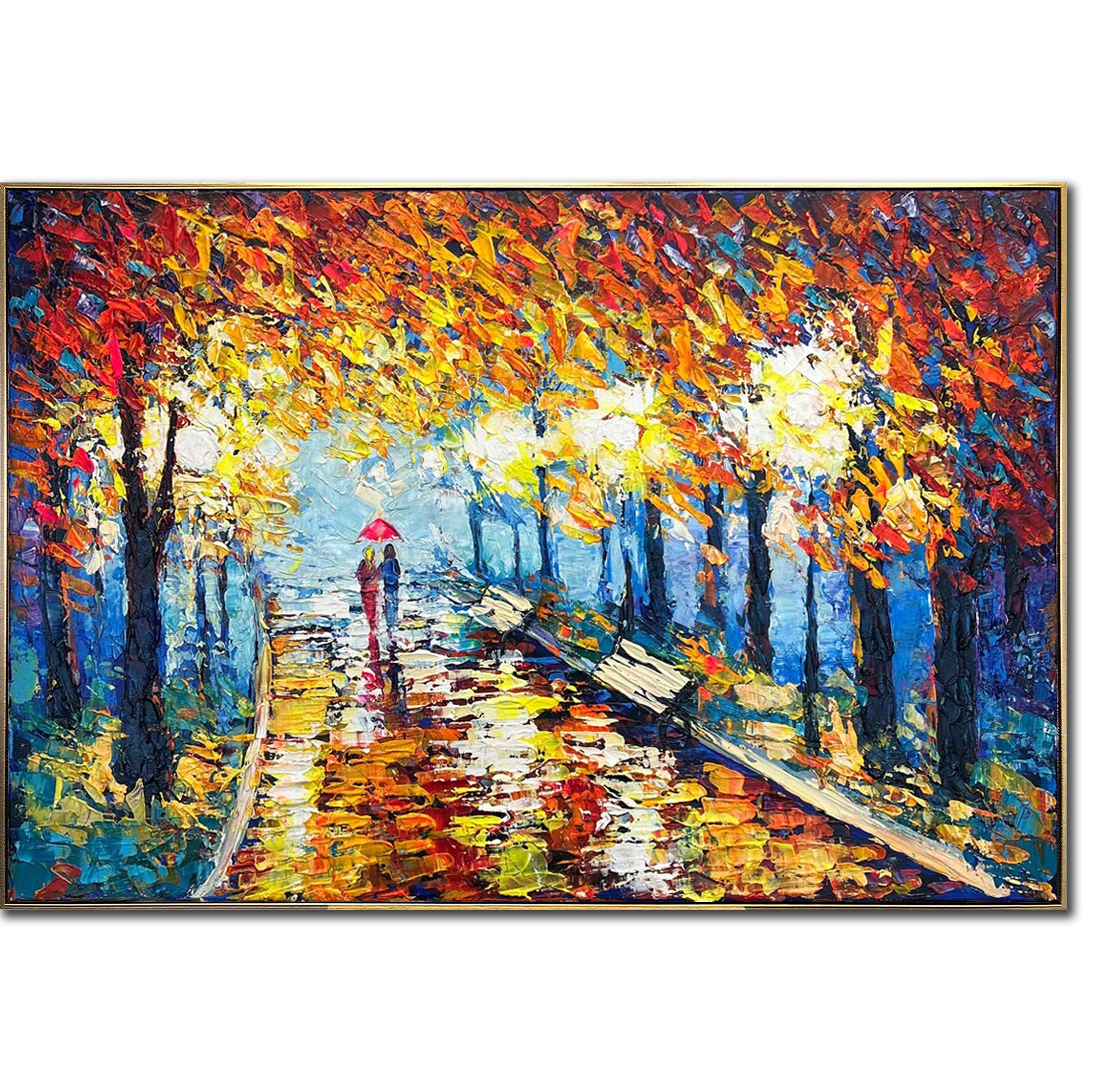 オリジナルの秋の風景油絵（キャンバス、24x36インチ） - Etsy 日本