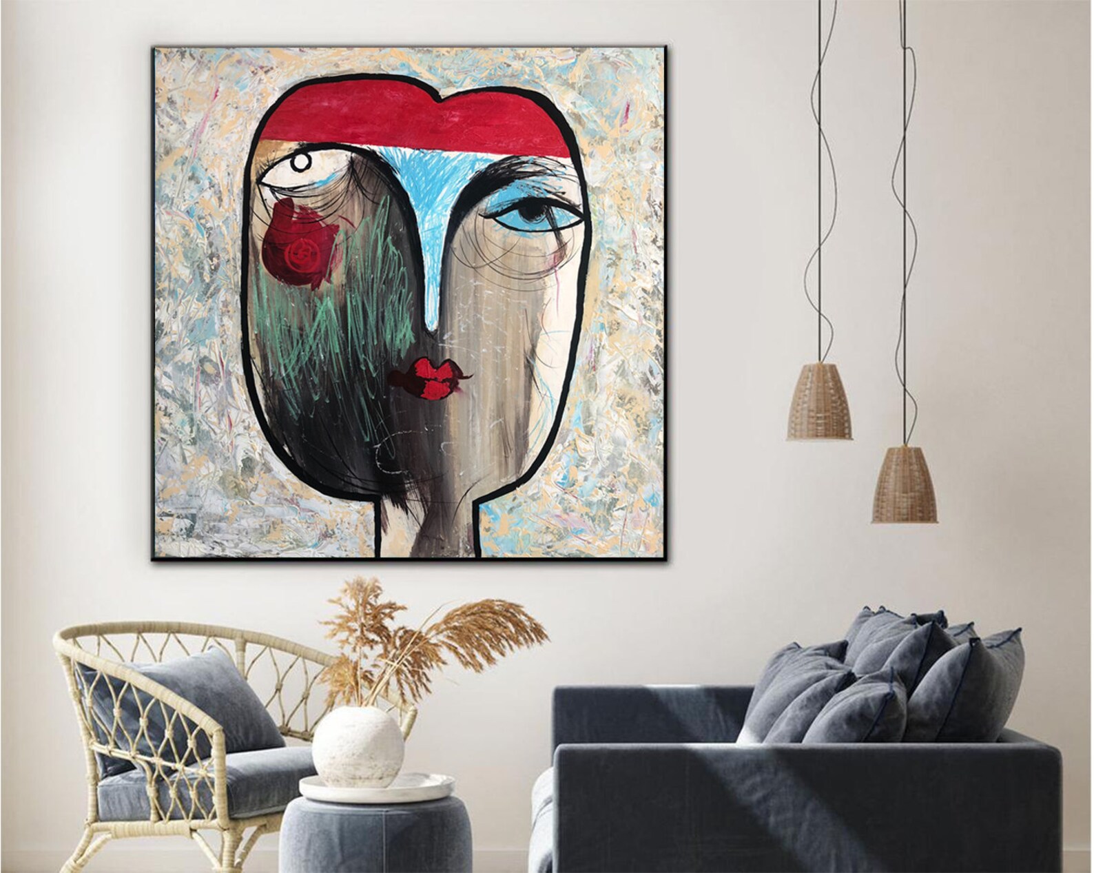 Large Canvas Wall Art Woman Painting Canvas Abstract Painting Etsy