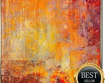 Fiery Orange Abstract Painting – Warm Textured Wall Art