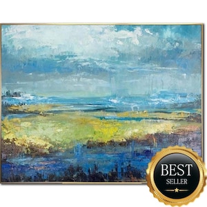 Coastal Landscape Painting – Abstract Ocean View Art