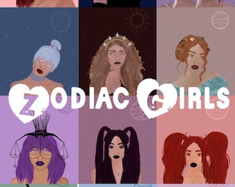 Zodiac Girls Art Prints Astrology Decor