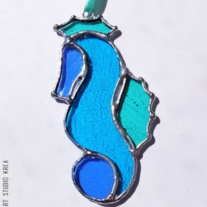 Summer Glass Hanging Decoration [SEA HORSE] Stained glass, Ornament, Window Decoration, Glass Wall Hanging, Home Decor Gift