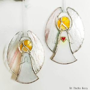Christmas Angels Hanging Decoration Stained glass, Ornament, Window Decoration, Glass Wall Hanging, Home Decor Gift