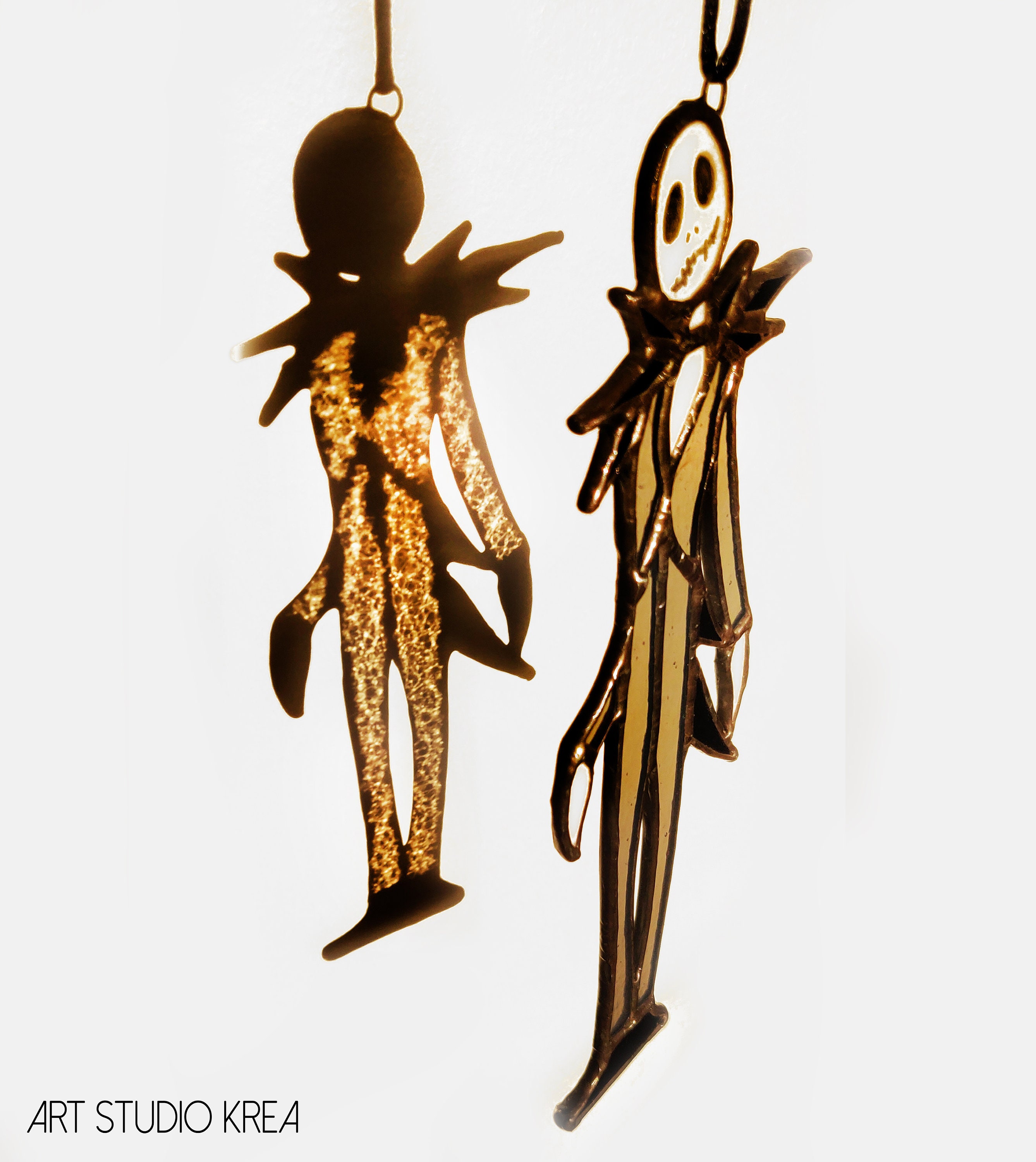 Nightmare Before Christmass Set Hanging Decoration Stained Etsy UK