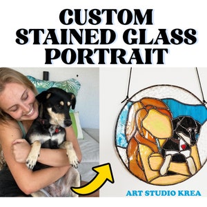 CUSTOM PORTRAIT stained glass !!! Custom Birthday Anniversay Wedding stained glass suncatcher decoration