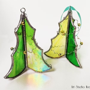 Decorated Christmas Trees Hanging/Sitting Decoration Stained glass, Ornament, Window Decoration, Glass Wall Hanging, Home Decor Gift