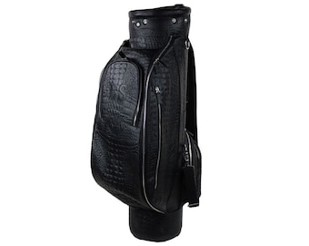 Wild Golf Clubs Cart Bag | Italian Real Embossed Calf Leather in Crocodile Print | Golf Equipment & Accessories Luxury Bag