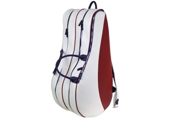 Sac à dos de tennis classique en cuir, 4 raquettes, en cuir souple, imperméable, avec poignée supérieure et sac à bandoulière