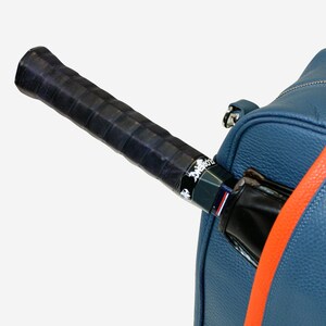 Tennis Leather Duffle Bag Racket Equipment Holder Italian Leather Tennis Pickleball Badminton Squash Soft Pebble-Grain Waterproof Leather image 8