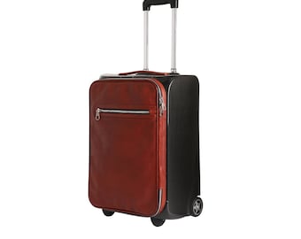 CARBON FABER & Leder Koffer Trolley Italienische Luxus Reisetasche